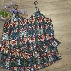 😍😍Spaghetti strap printed top with ruffles